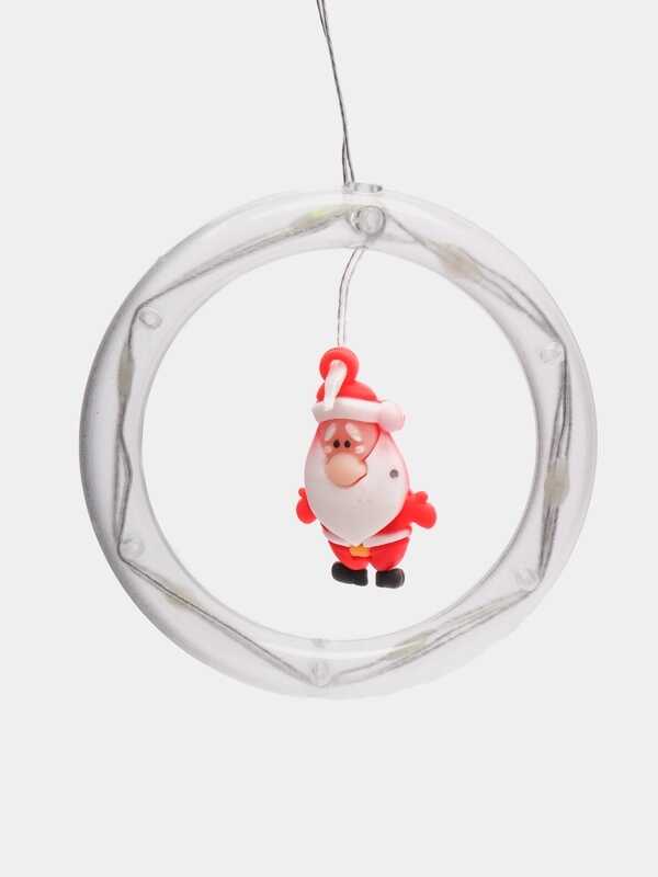 Karácsonyi Kör Fényfüggöny 10 db Gyűrűvel, 3 m x 0.6 m, Melegfehér, Karácsonyi Mintákkal - Image 7