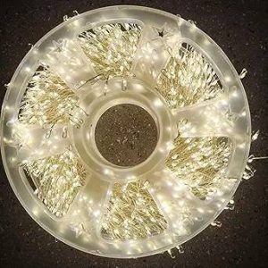 Karácsonyi Drótfüzér 50 m, Szuper Sűrű, Hidegfehér, Élénk Fényű, XXL Tekercs távirányítóval 8 funkciós