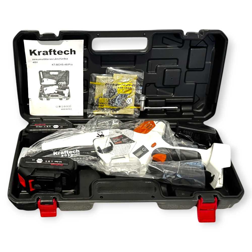 KrafTech KTBCHS-48iPro Akkumulátoros Láncfűrész, 48V, 6, Kefe Nélküli Motor - Image 6