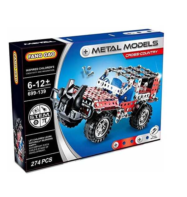 Fém elemekből összeépíthető játék autó , 274 db-os , 6 éves kortól