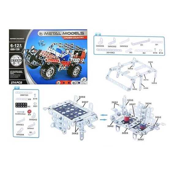 Fém elemekből összeépíthető játék autó , 274 db-os , 6 éves kortól - Image 3