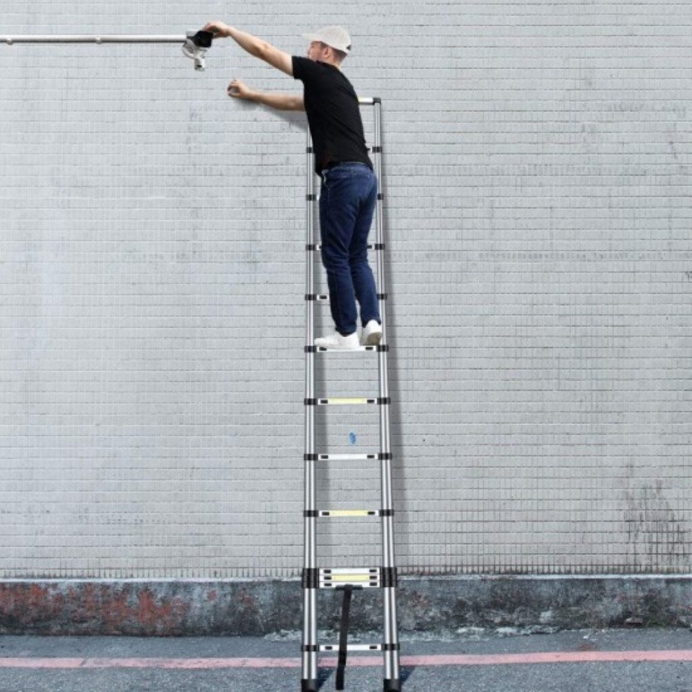 Haina HB-6367 Teleszkópos Alumínium Létra, 3.8 m-es, 150 kg teherbírás Beltéri és kültéri - Image 3