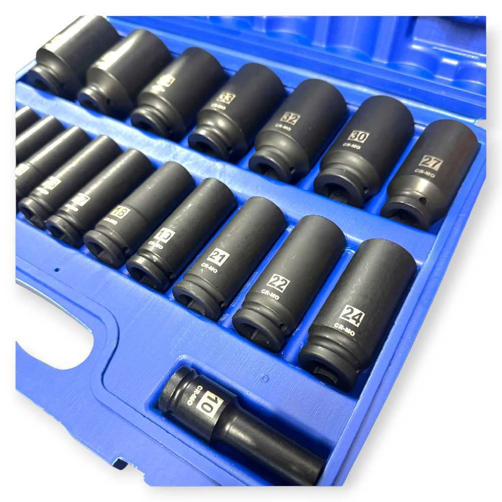 Haina HB-6522 Hosszított Dugókulcs Készlet 12 Csillagos – 20 Részes, 1/2″ Csatlakozású - Image 6