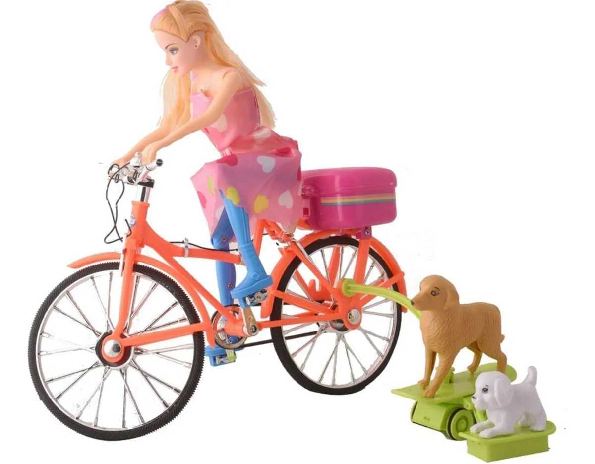 Elemmel müködő bicikliző játék baba