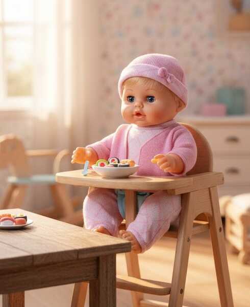 Játék baba etetőszékkel és egyéb kiegészítőkkel - Image 5