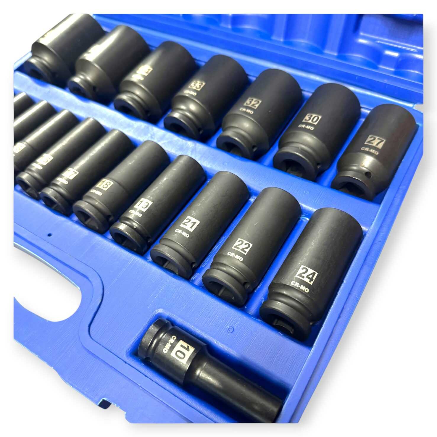 Haina HB-6522 Hosszított Dugókulcs Készlet, 20 részes, 1/2″, 8-38 mm, Cr-V Acél - Image 6