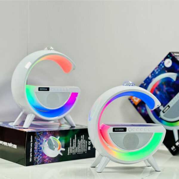 G2388A Multifunkciós G Éjszakai fény, vezeték nélküli töltő, ébresztőóra és hangszóró, Fehér - Image 6