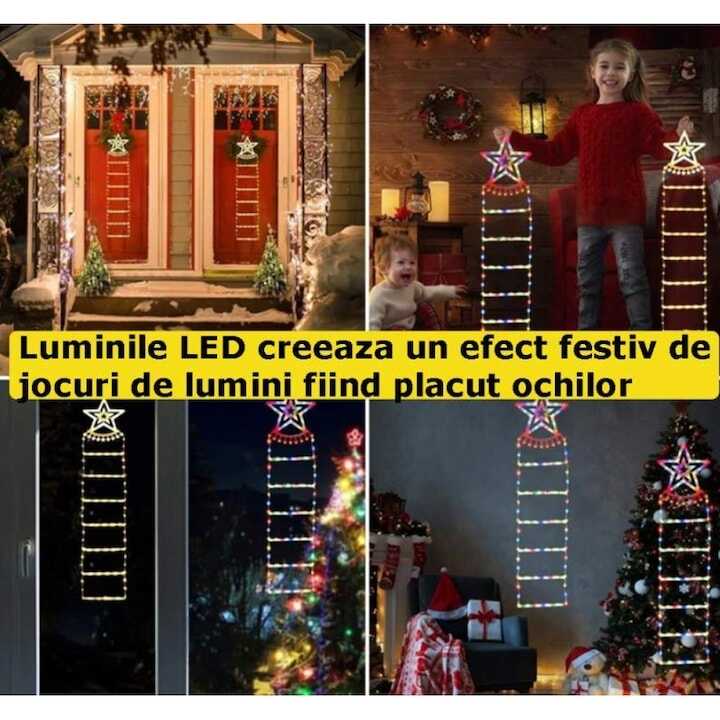 Mikulás Létrán mászik Led Fénydekoráció 1.5 méter, Többszínű RGB LED, 8 Program T0421 - Image 8