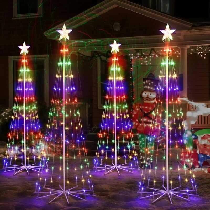 LED Karácsonyfa Forma Fényfüzér (1.65 m, 204 LED) RGb színes , 8 Programos - Image 7