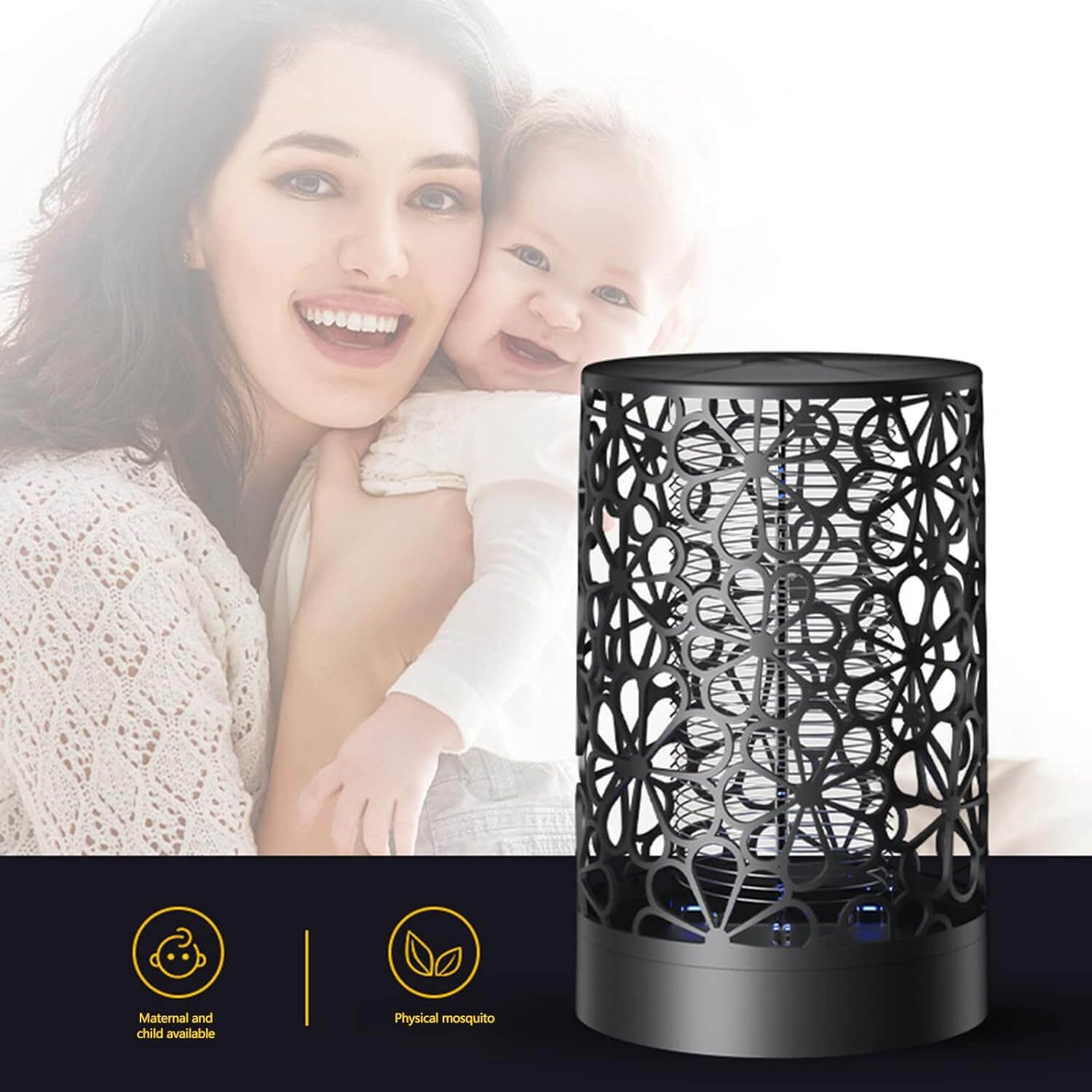 Dizájnos, virágmintás UV rovarcsapda, 1.5W teljesítménnyel, USB-s tápellátással - Image 3