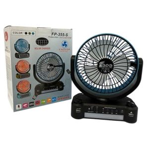 FP-355-S Napelemes Hordozható Ventilátor, Rádióval és LED Világítással