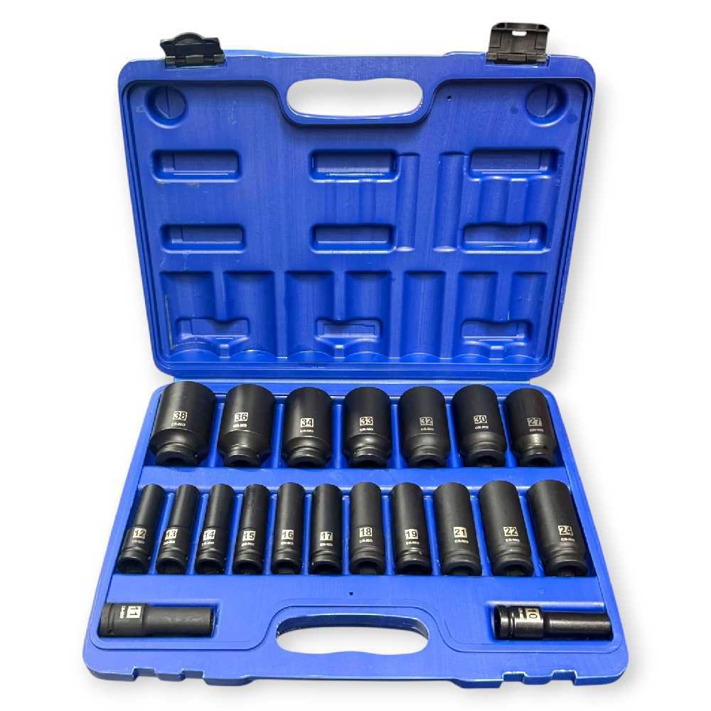Haina HB-6522 Hosszított Dugókulcs Készlet 12 Csillagos – 20 Részes, 1/2″ Csatlakozású - Image 7