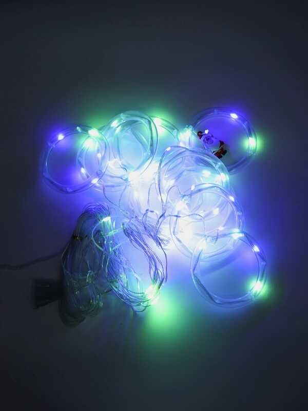 Karácsonyi Kör Fényfüggöny 10 db Gyűrűvel, 3 m x 0.6 m, Melegfehér, Karácsonyi Mintákkal - Image 9