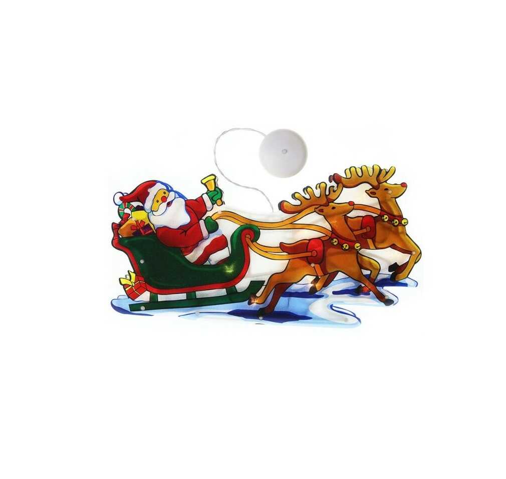 Aigostar Ledes Mikulás szánon rénszarvassal Ablak és karácsonyfa Dekoráció, 10 LED, elemes, melegfehér 20 cm - Image 3
