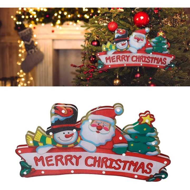 Aigostar Ledes Ablak- és Karácsonyfa Dekoráció, "Merry Christmas" felirattal, elemes mikulás mintával melegfehér 30 cm - Image 9