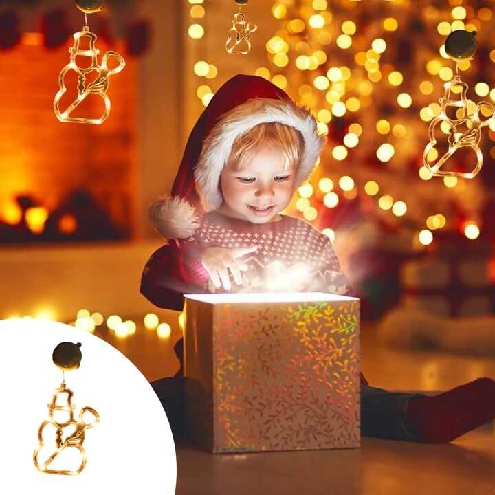 Aigostar Ledes Hóember Ablak és karácsonyfa Dekoráció, 10 LED, elemes, melegfehér 20 cm - Image 2