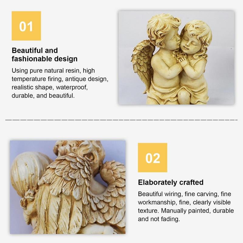 Napelemes Ölelkező Angyalpár Szobor Leszúró Karóval – Meleg Fényű, Romantikus Kerti Dekoráció - Image 5