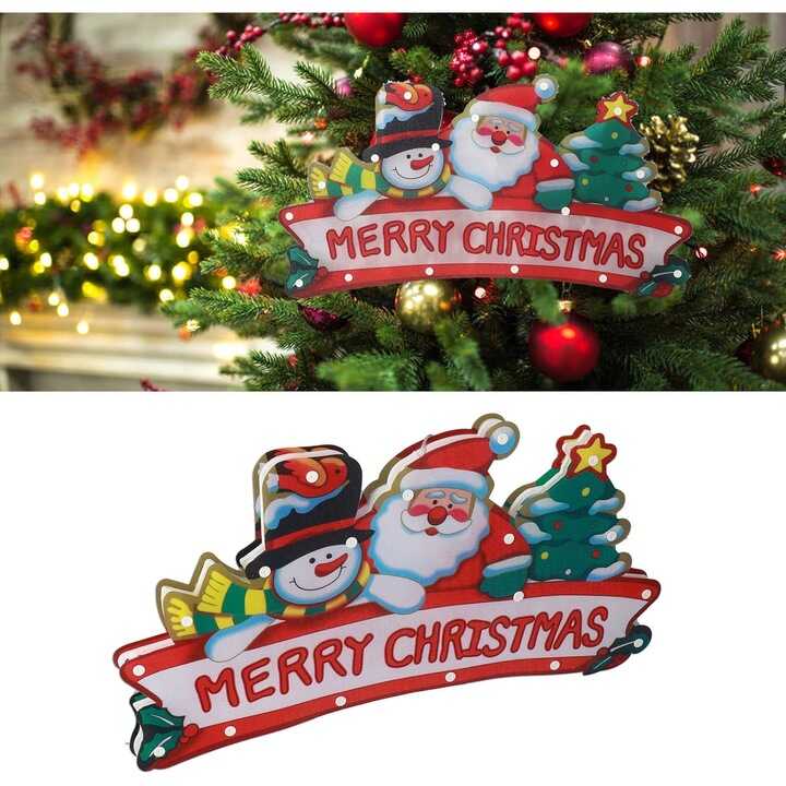 Aigostar Ledes Ablak- és Karácsonyfa Dekoráció, "Merry Christmas" felirattal, elemes mikulás mintával melegfehér 30 cm - Image 10