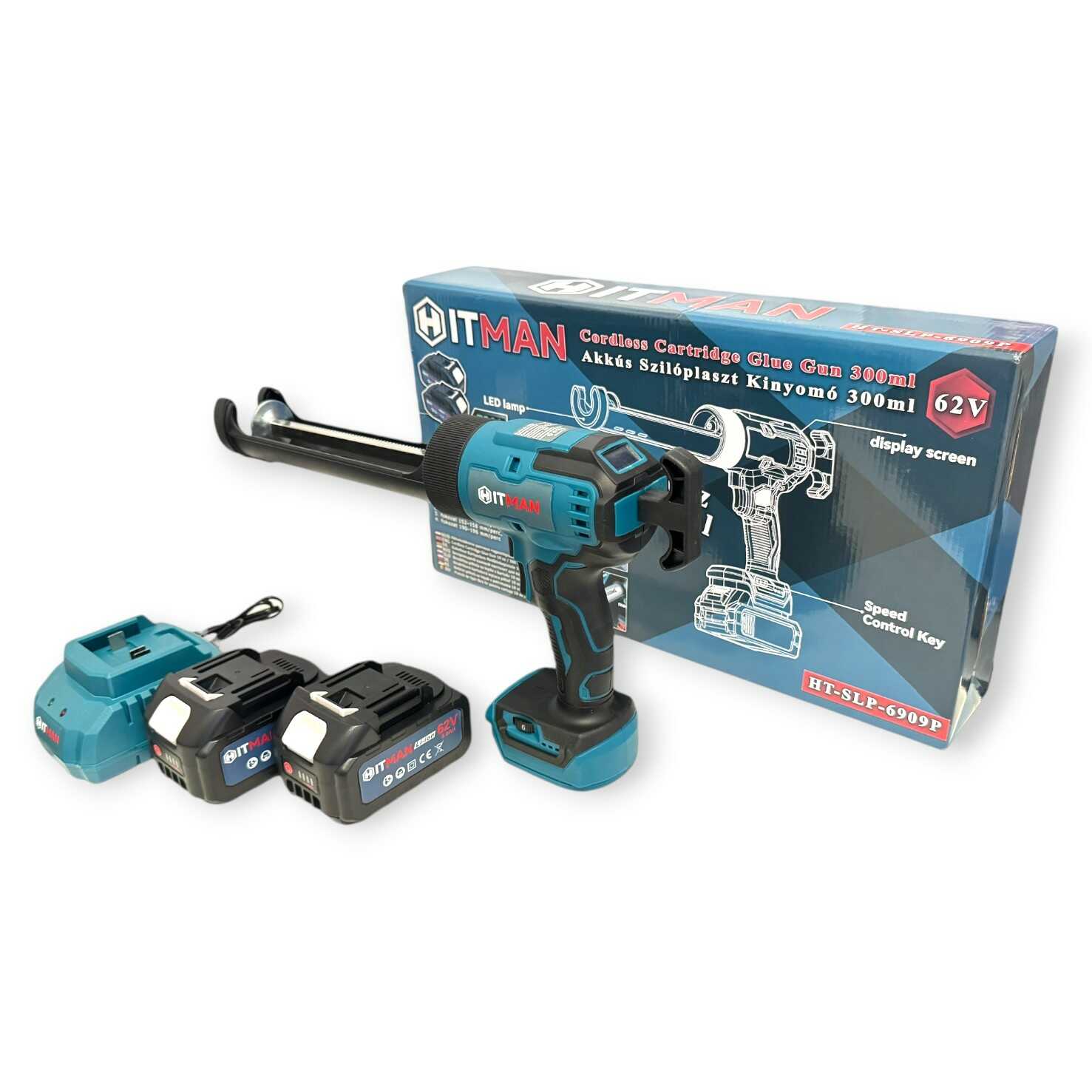 Hitman HT-SLP-6909P Akkus Sziloplaszt Kinyomópisztoly, 62V, 6 Sebességfokozat, LED Fénnyel - Image 9