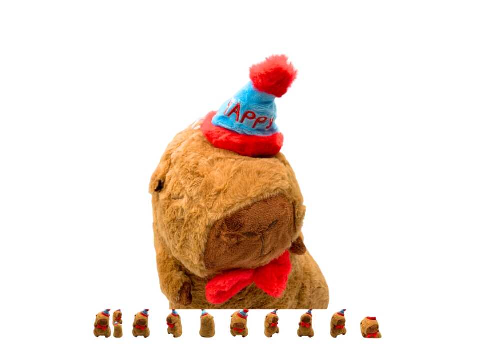 Kalapos Capybara plüss , piros csokornyakendővel , 40 cm - Image 9