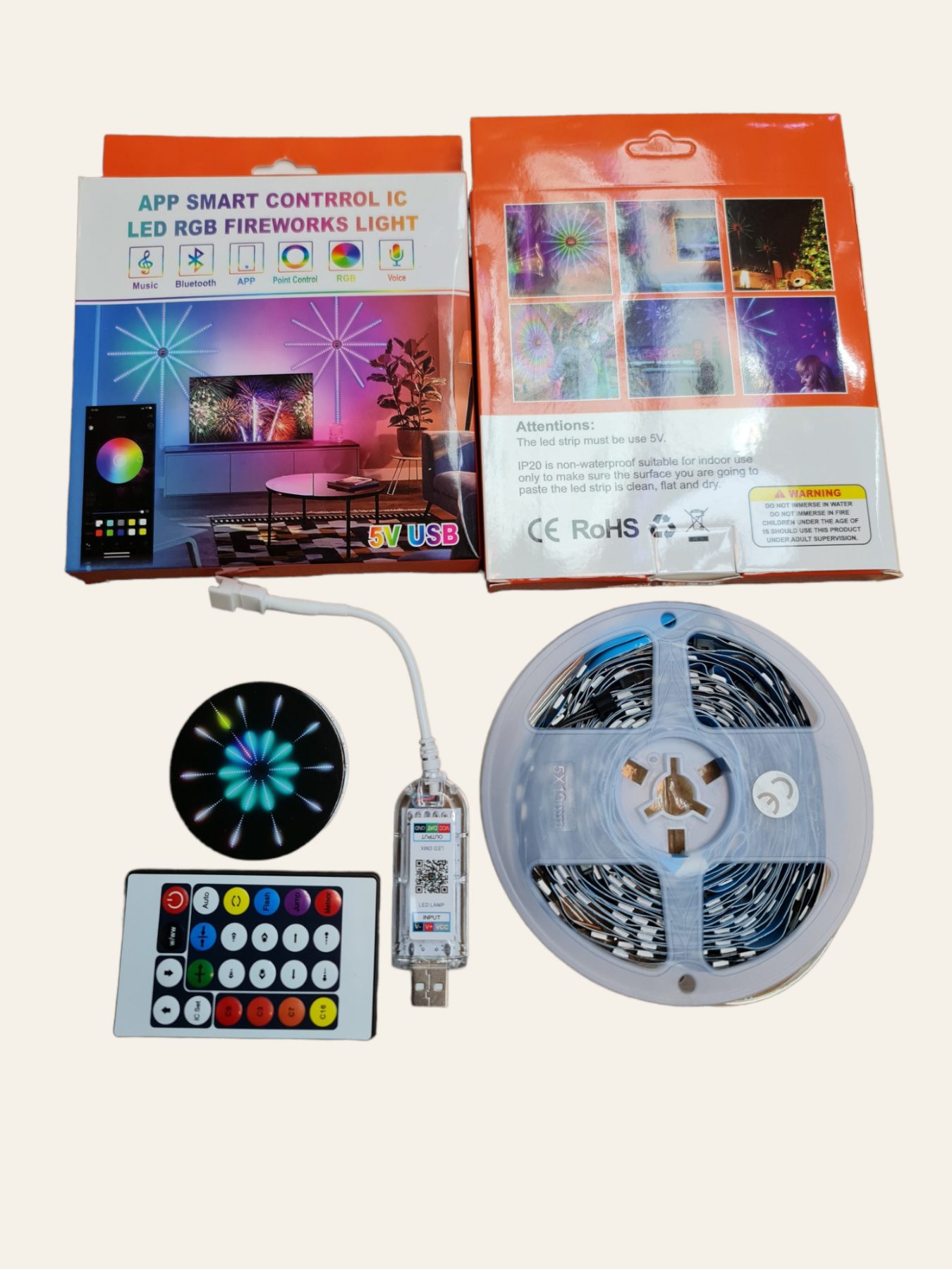 Öntapadós led szalag távirányítóval , telefonos applikácíóval , hangvezérléssel , bluetooth , 5 m