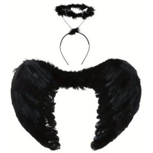 Fekete színű hajpántos glória fejdísz áés szárny