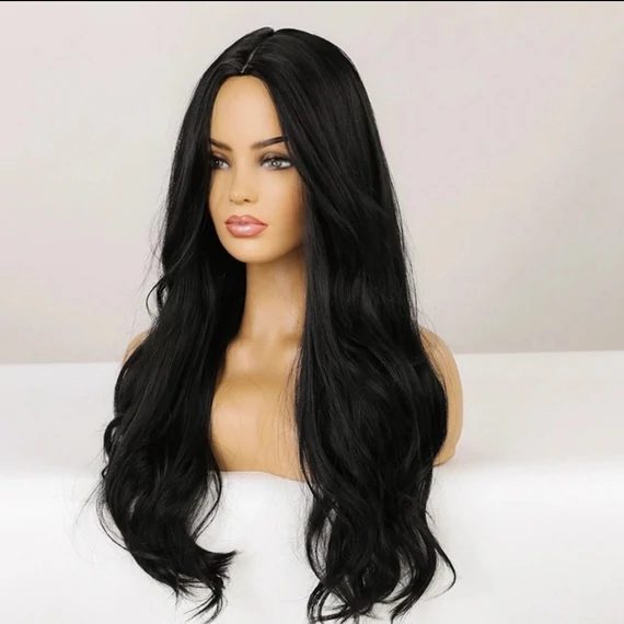 Fekete színű hullámos paróka 65 cm - Image 4