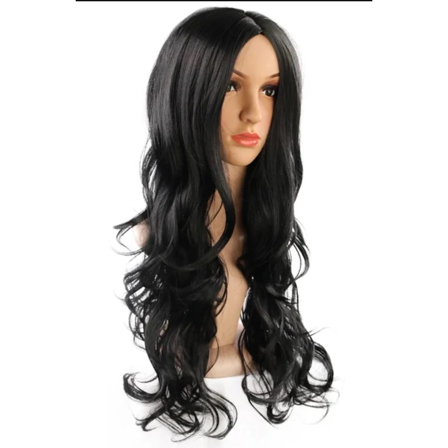 Fekete színű hullámos paróka 65 cm