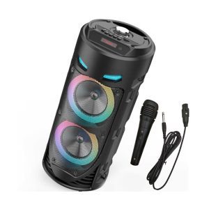 ZQS4239 Hordozható Bluetooth hangszóró karaoke mikrofonnal, 15W 18 x 18 x 39 cm