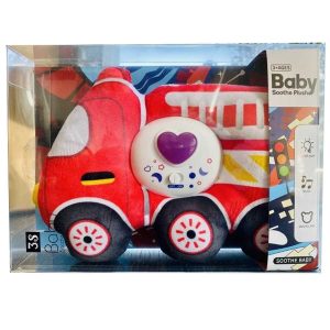 Plüss tűzoltó autó , zenél és nyugtató hangot ad ki