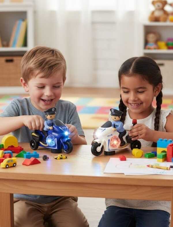 Elemes Rendőr motor figurával , fény és hanghatásokkal - Image 4