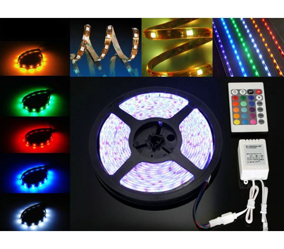 Színváltos RGB led szalag távirányítóval , 5 m , IP65