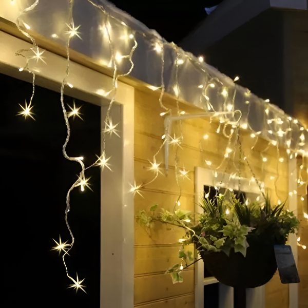 Aigostar Elemes Karácsonyi Jégcsap LED Fényfüzér, 15 m, 300 LED, kültéri, melegfehér 8 programos - Image 10