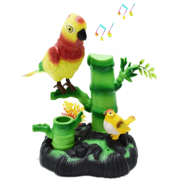 Éneklő táncoló faágon ülő papagáj