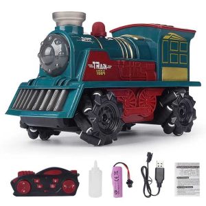 Távirányítós gőzmozdony , élethű gőzfunkcióval , elemmel működő , 20,3 x 9,5 x 10,5 cm