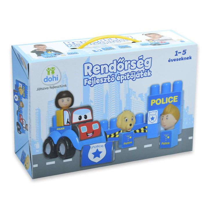 Kézségfejlesztő Rendőrségi építőkocka készlet, felragasztható matricákkal - Image 2