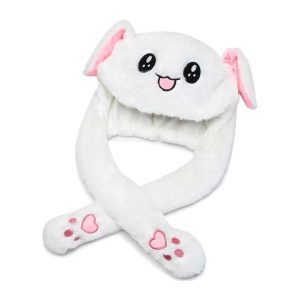 Fehér nyuszis sapka mozgatható fülekkel