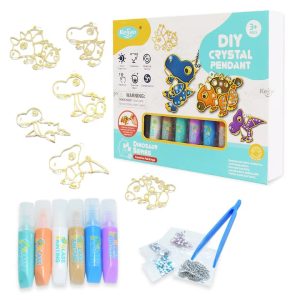 DIY Dínós Kristály Kulcstartó,ékszer készítő készlet gyerekeknek