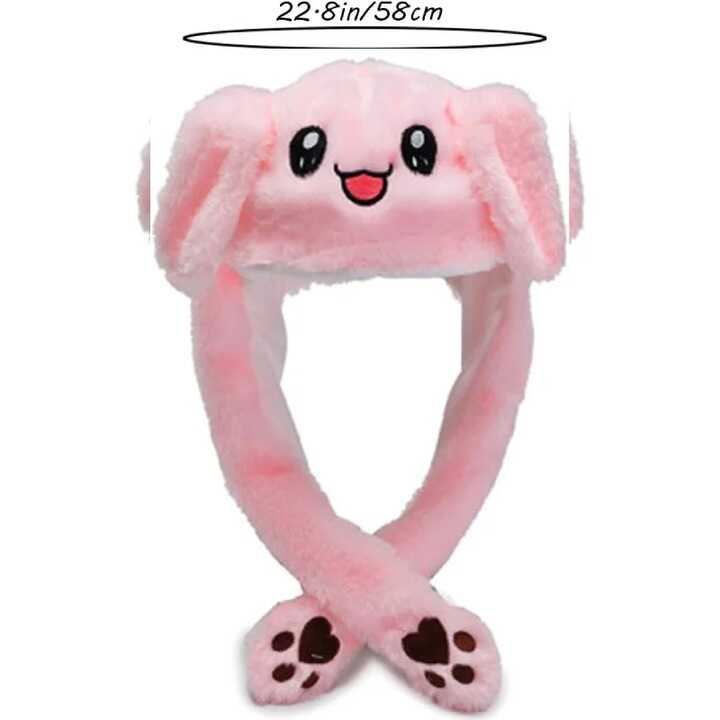 Rózsaszín nyuszis plüss sapka , mozgatható fülekkel - Image 3