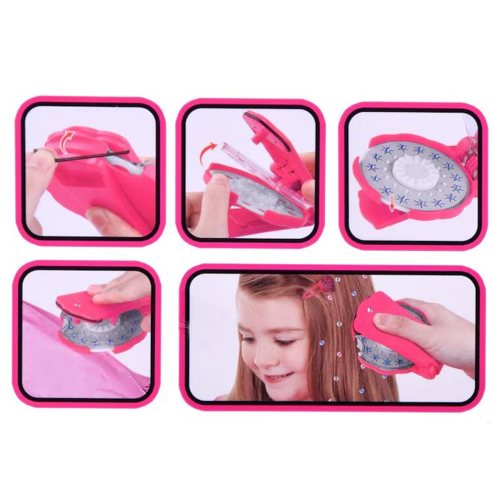 Hair Bedazzler készlet, Drágakő hajformázó 180 csillogó hajkővel, Hajkiegészítő gép, Gyémánt hajformázó " - Image 13
