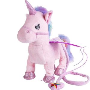Interaktív rózsaszín sétálós plüss unikornis , sétál és énekel
