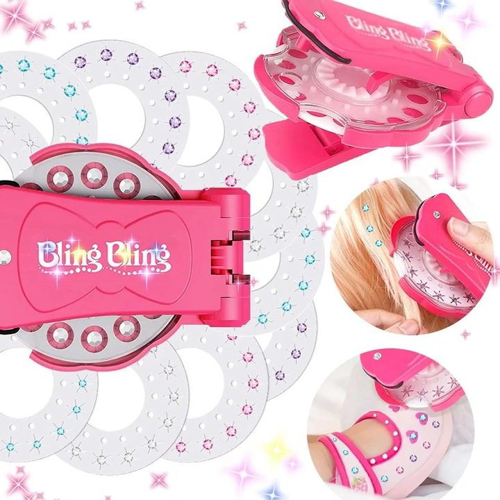 Hair Bedazzler készlet, Drágakő hajformázó 180 csillogó hajkővel, Hajkiegészítő gép, Gyémánt hajformázó " - Image 15