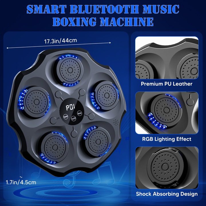 Interaktív Zenei Boksz Edzőgép Fali, Bluetooth, LED Fények, Bokszkesztyűvel - Image 11
