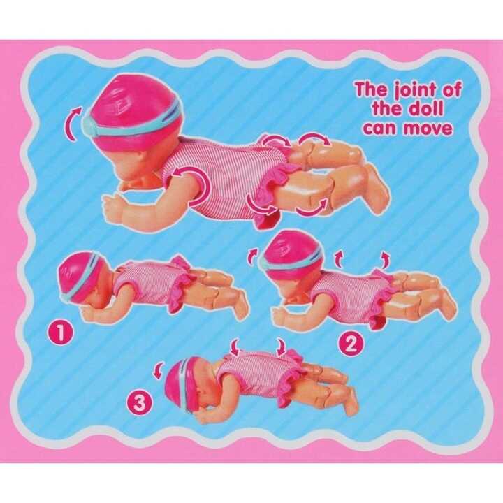 Interaktív úszni tudó játék baba , úszósapkával és szemüveggel - Image 4