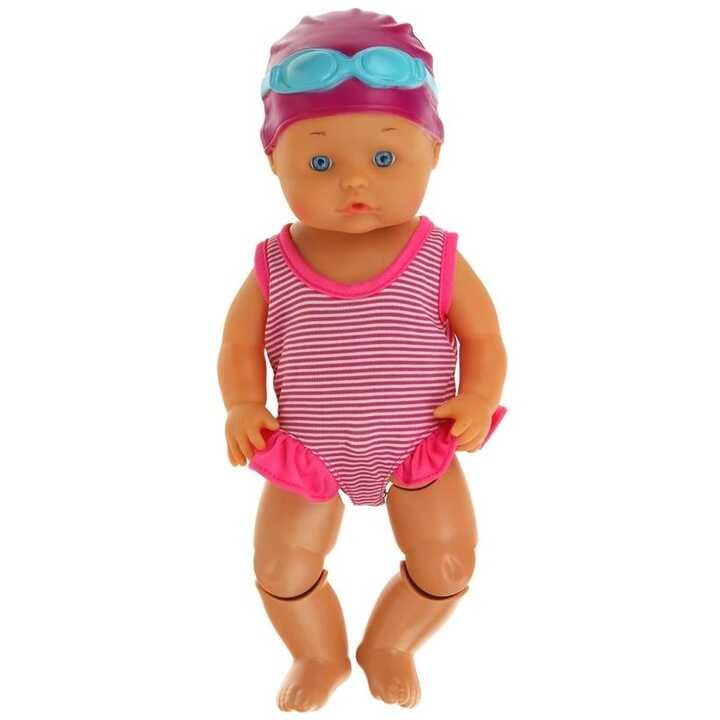 Interaktív úszni tudó játék baba , úszósapkával és szemüveggel - Image 5