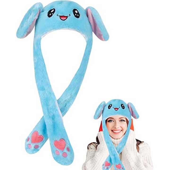 Kék nyuszis plüss sapka mozgatható fülekkel - Image 3