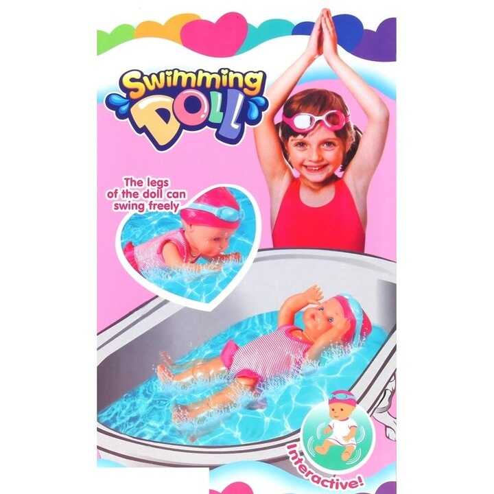 Interaktív úszni tudó játék baba , úszósapkával és szemüveggel - Image 8
