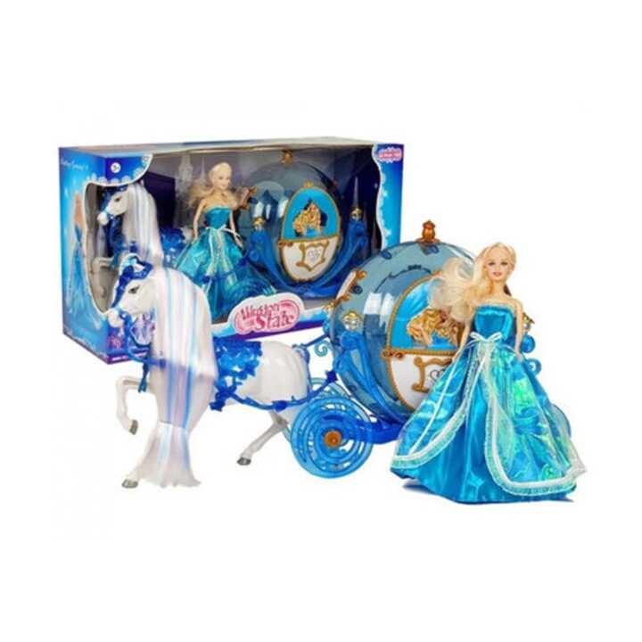 Hercegnő játék baba , tök hintóval és lóval