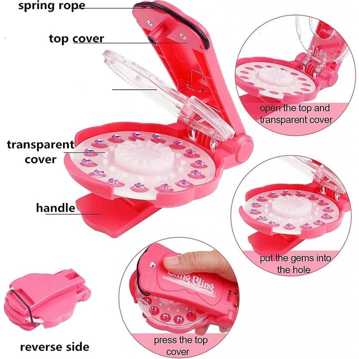 Hair Bedazzler készlet, Drágakő hajformázó 180 csillogó hajkővel, Hajkiegészítő gép, Gyémánt hajformázó " - Image 9