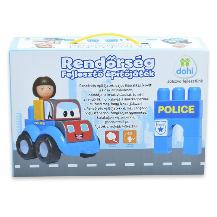 Kézségfejlesztő Rendőrségi építőkocka készlet, felragasztható matricákkal - Image 5